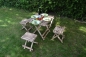 Preview: Klappbarer Campingtisch / Picknicktisch mit 4-Sitzen aus Holz 5-teiliges Set