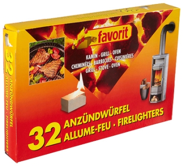 Favorit Anzündwürfel 32er Pack für Grill, Kamin und Ofen
