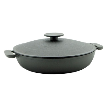 Bratpfanne aus Gusseisen mit Deckel Ø 34 cm Höhe 75 mm