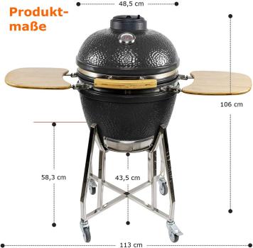 Keramik Grill Kamado 18" mit Gestell aus Edelstahl