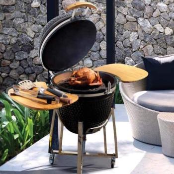 Keramik Grill Kamado 18" mit Gestell aus Edelstahl