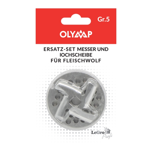 Ersatz-Set, Messer und Lochscheibe für Fleischwolf Gr. 5, Lochung 4,5 mm
