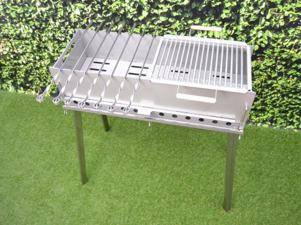 Schaschlik Grill, Mangal aus 4 mm Edelstahl (V2A) zerlegbar XXL