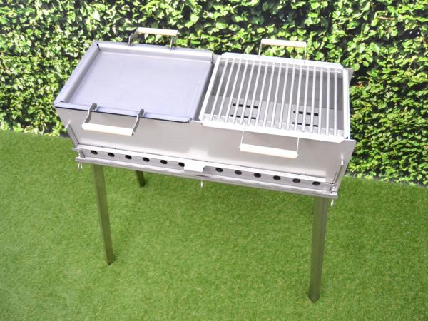 Schaschlik Grill, Mangal aus 4 mm Edelstahl (V2A) zerlegbar XXL