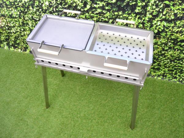 Schaschlik Grill, Mangal aus 4 mm Edelstahl (V2A) zerlegbar XXL