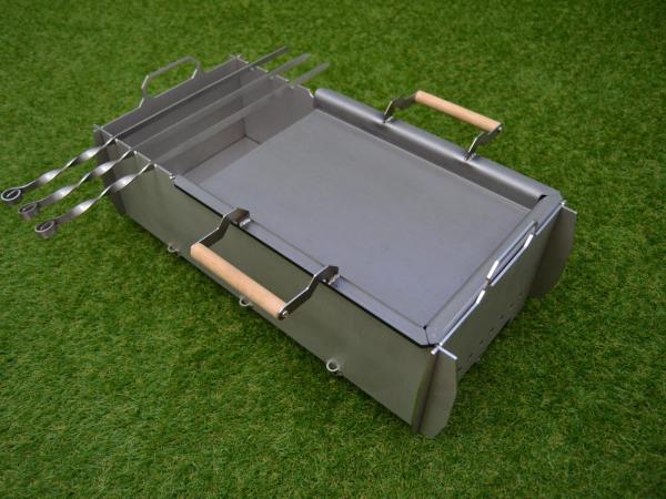 Schaschlik Grill, Mangal, Campinggrill, Angler Grill aus 3 mm Edelstahl (V2A)